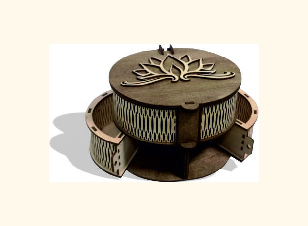 Medinė papuošalų dėžutė „Lotoso žiedas”