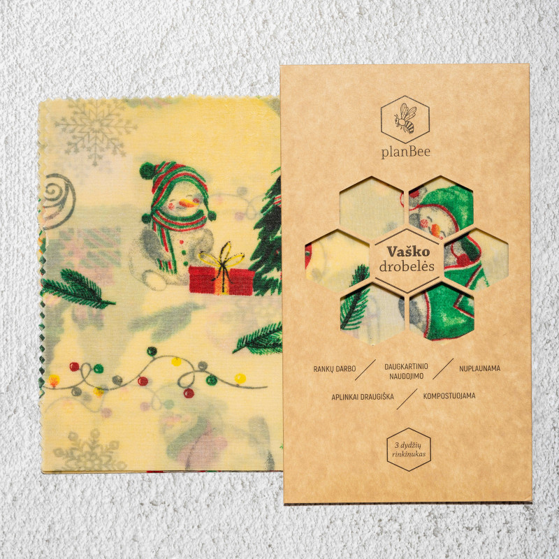 3 dydžių bičių vaško drobelių rinkinukas (Kalėdinis)