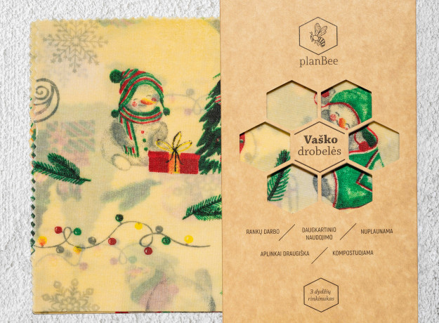 3 dydžių bičių vaško drobelių rinkinukas (Kalėdinis)