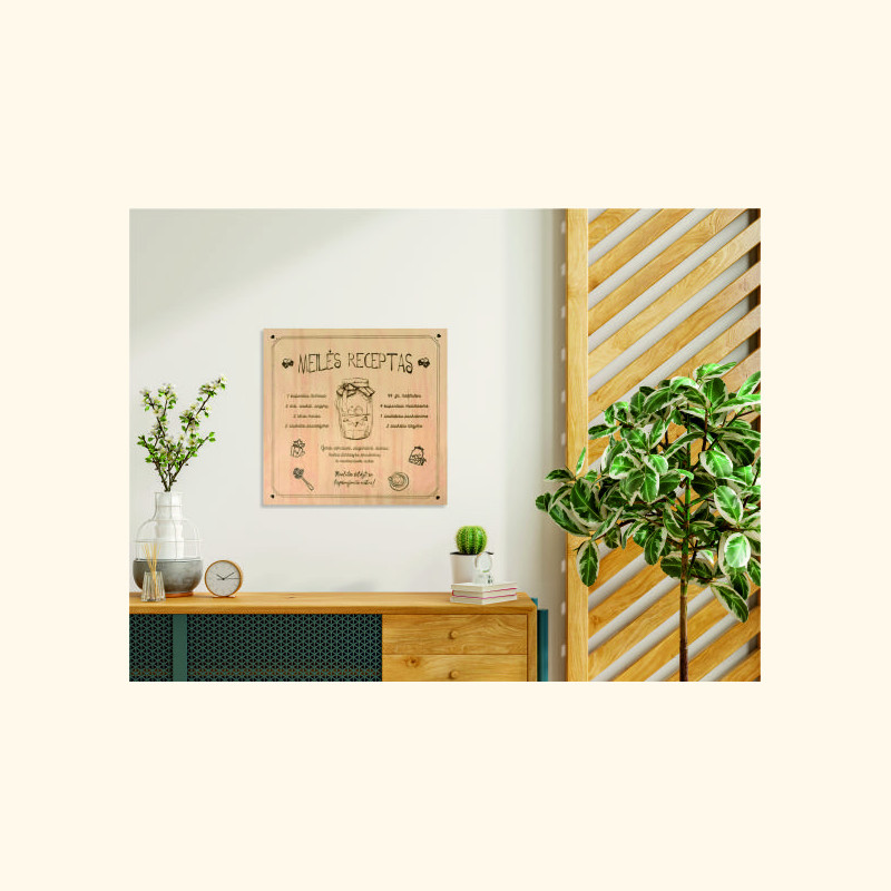 Graviruota medinė lentelė „Meilės receptas”