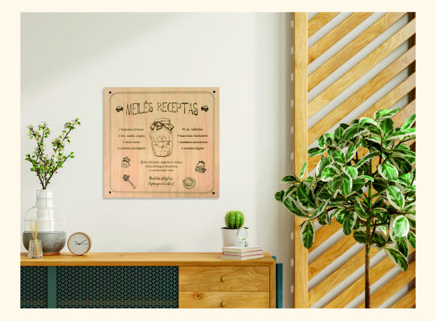 Graviruota medinė lentelė „Meilės receptas”