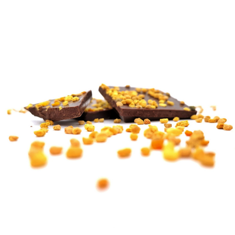 Juodasis šokoladas su žiedadulkėmis