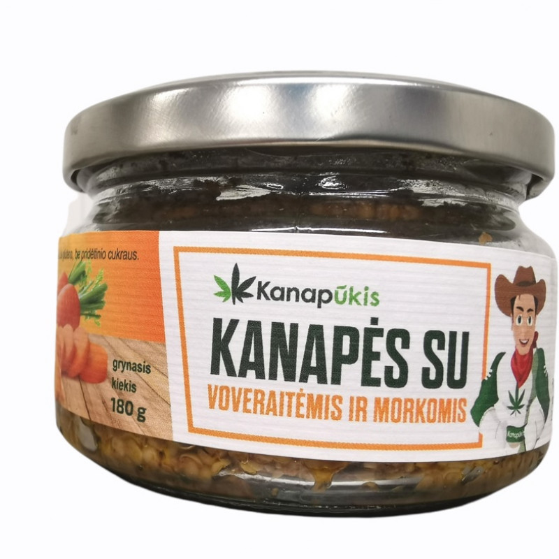 Kanapių užkandėlė su voveraitėmis ir morkomis 180 g