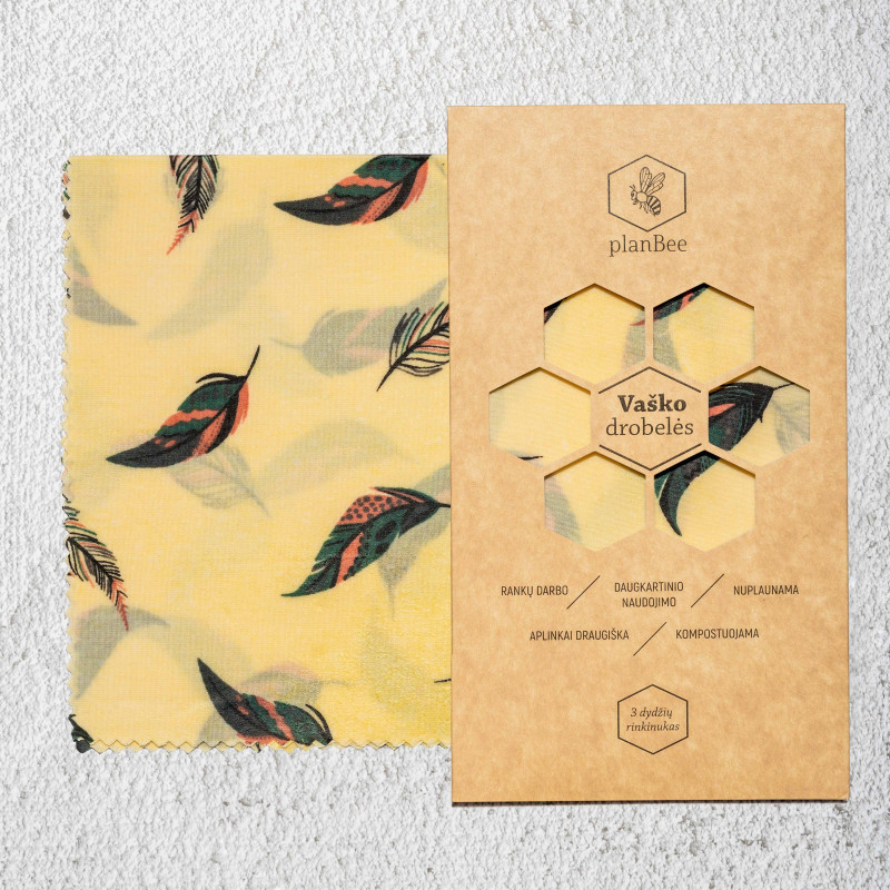 3 dydžių bičių vaško drobelių rinkinukas (Plunksnelės)