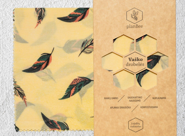 3 dydžių bičių vaško drobelių rinkinukas (Plunksnelės)