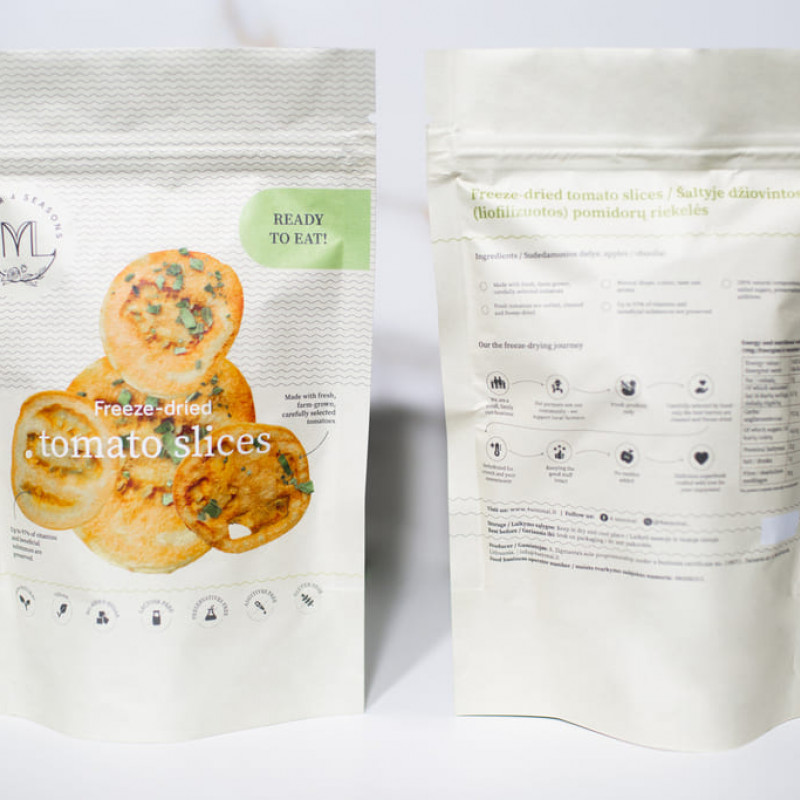 Liofilizuoti pomidorai su druska ir bazilikais