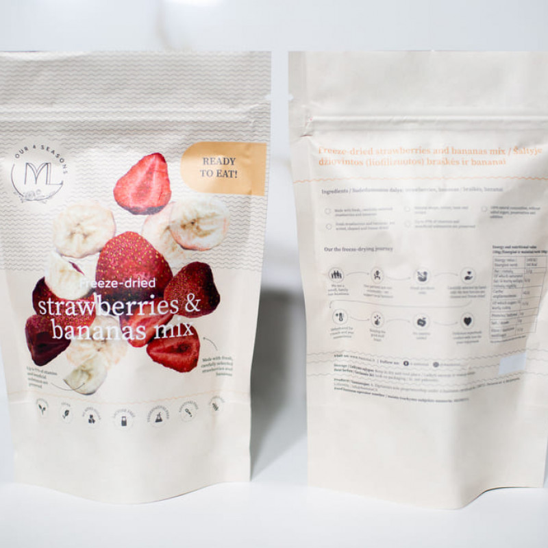 Liofilizuotos braškės su bananais