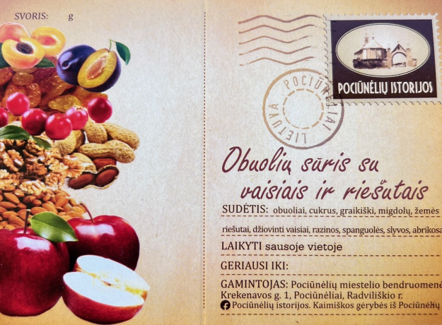 Obuolių sūris su riešutais ir vaisiais