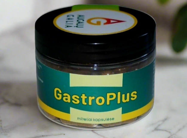  Vaistažolių mišinys  kapsulėse- Ramus skrandis „Gastro plius” 60 kapsulių