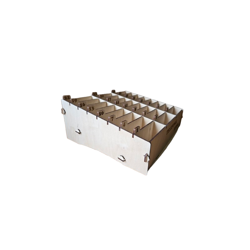 Medinė telefonų dėžutė (24 skyrelių) su individualiu graviravimu