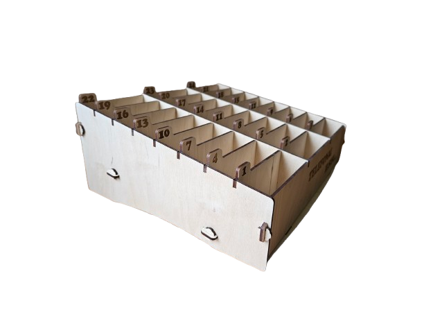 Medinė telefonų dėžutė (24 skyrelių) su individualiu graviravimu