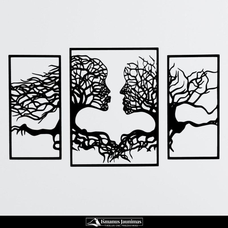 Medinė sienos dekoracija „Meilės žvilgsnis“