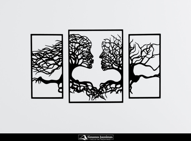 Medinė sienos dekoracija „Meilės žvilgsnis“