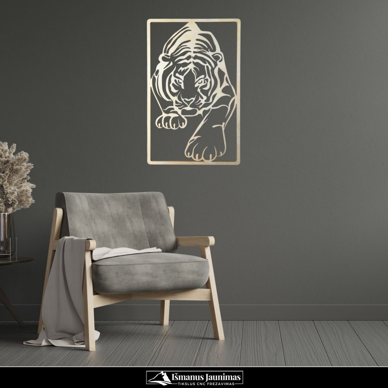 Medinė sienos dekoracija „Tigras“