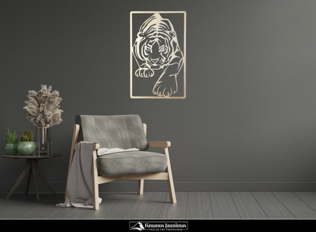 Medinė sienos dekoracija „Tigras“