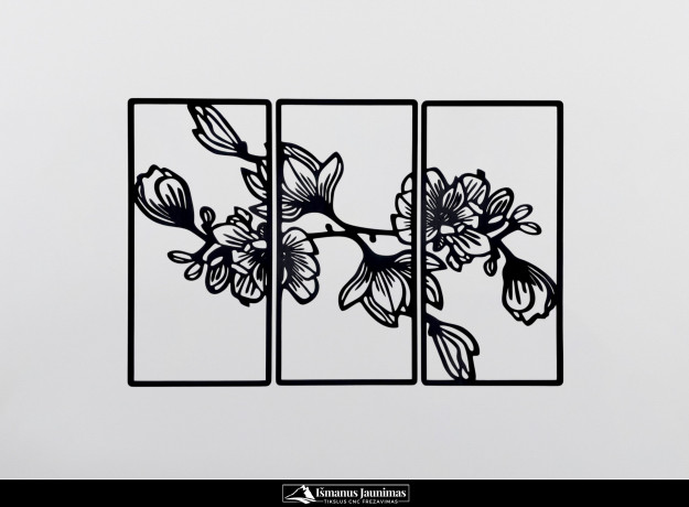 Medinė sienos dekoracija „Gėlės“