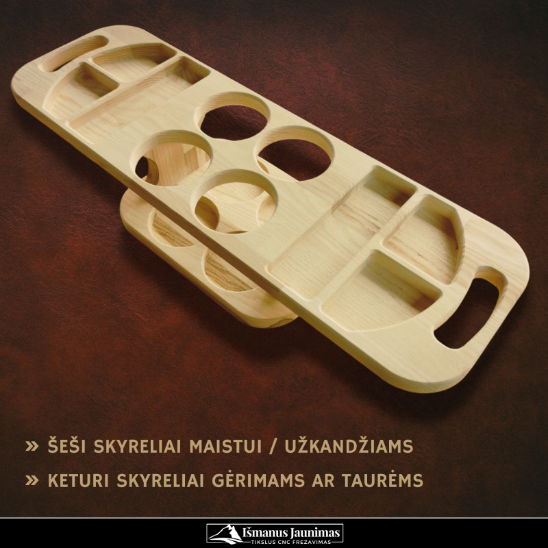 Mobilus padėklas užkandžiams ir gėrimams