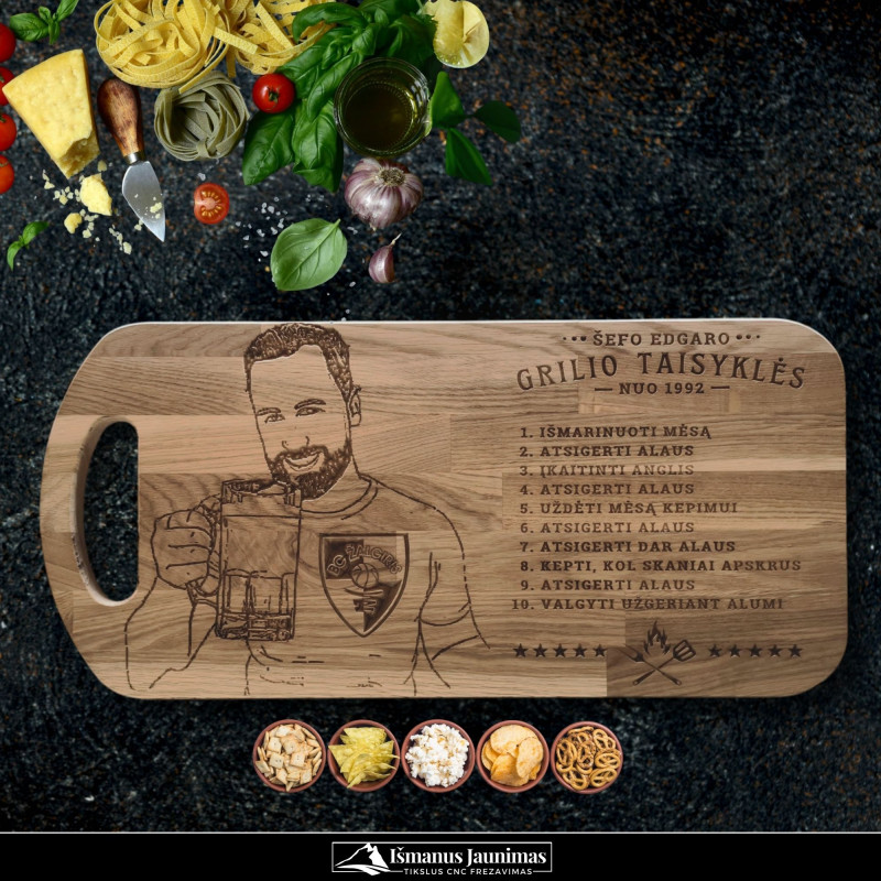 Personalizuota pjaustymo lentelė „Grilio taisyklės“