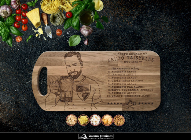 Personalizuota pjaustymo lentelė „Grilio taisyklės“