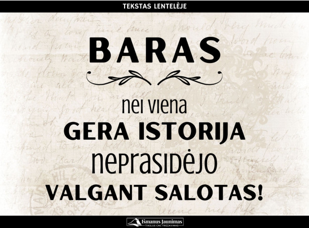 Stalo dekoracija: lentelė „Baro stalui“