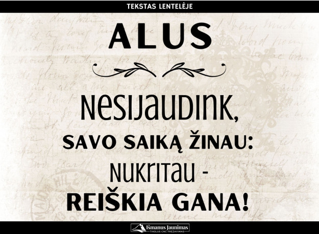 Stalo dekoracija: lentelė „Alaus stalui“