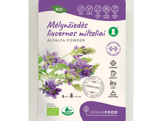 Ekologiški mėlynžiedės liucernos milteliai 100 g