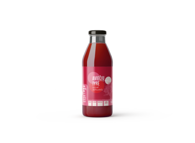 Natūrali aviečių tyrė be cukraus, 500 ml