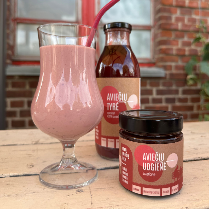 Natūrali aviečių tyrė be cukraus, 500 ml