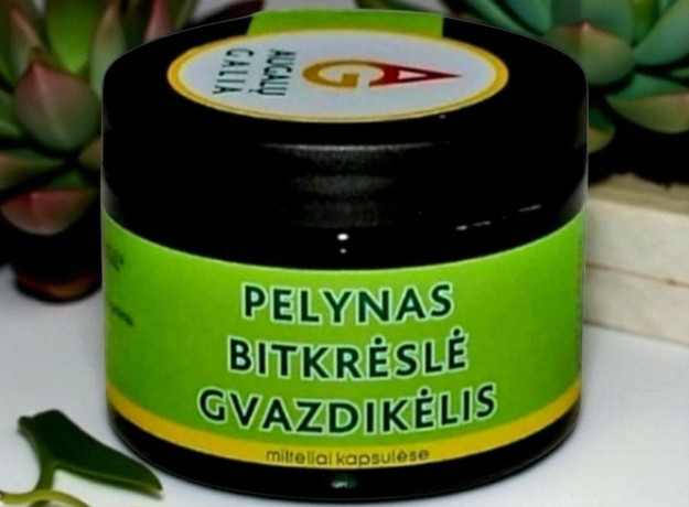  Pelynas . „Žarnyno šluota” kapsulės su pelynu, bitkrėsle ir gvazdikėliais