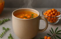 Šaltalankių uogų sirupas su imbieru  330ml  Tinka arbatoms