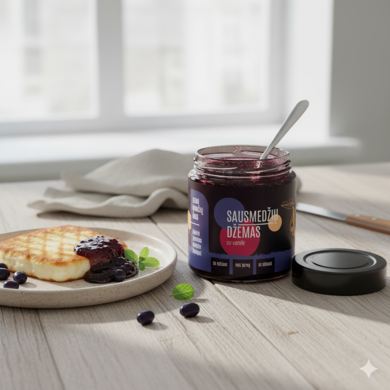 Valgomųjų sausmedžių džemas su vanile, 230g