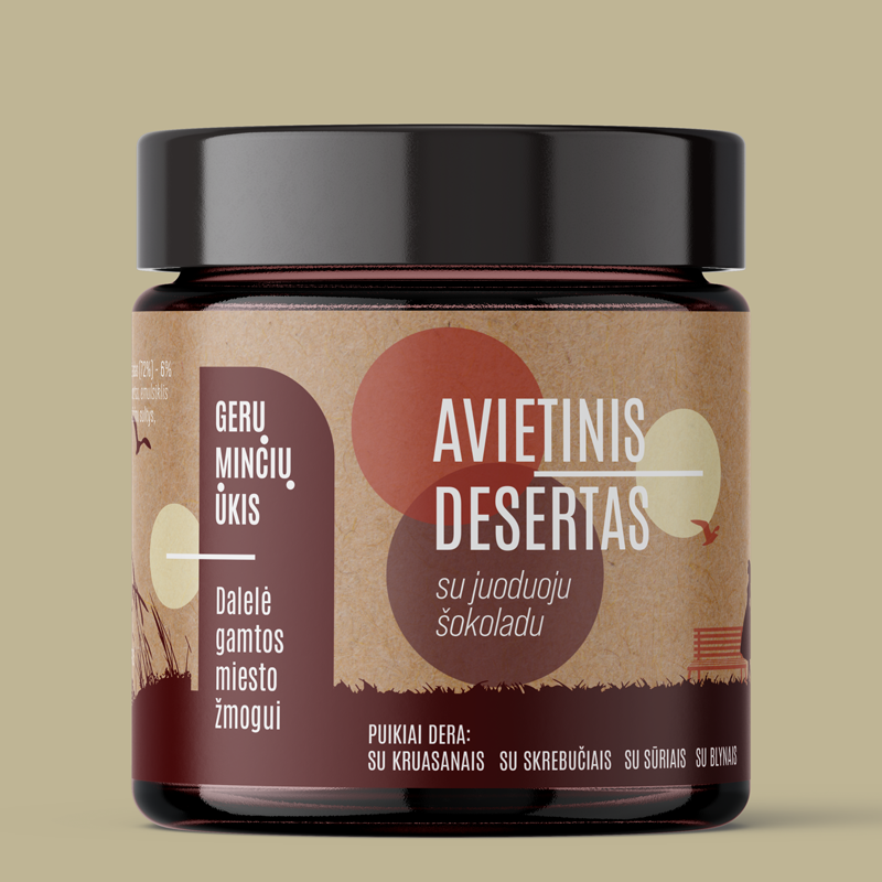 Avietinis desertas su juoduoju šokoladu, 230g