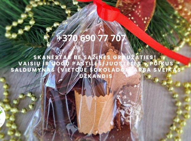 Rankų darbo džiovintos vaisių ir uogų juostelės (saldainiai/pastilės/gardumynai)