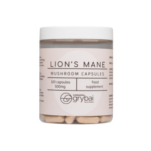 Lion's mane grybų miltelių kapsulės