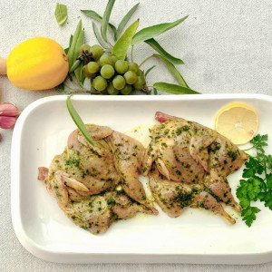 Putpelės aliejiniame „Prancūziškas daržas” marinate. 1 kg.