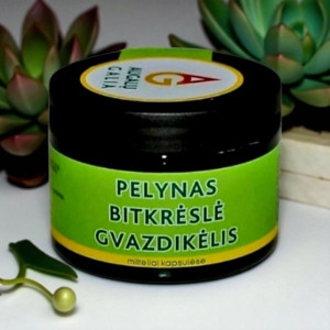 Pelynas . „Žarnyno šluota” kapsulės su pelynu, bitkrėsle ir gvazdikėliais