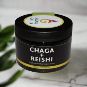 Beržo grybas Chaga ir Tikrinis blizgutis Reishi 60 kapsulės