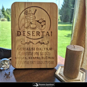 Stalo dekoracija: lentelė „Desertų stalui“