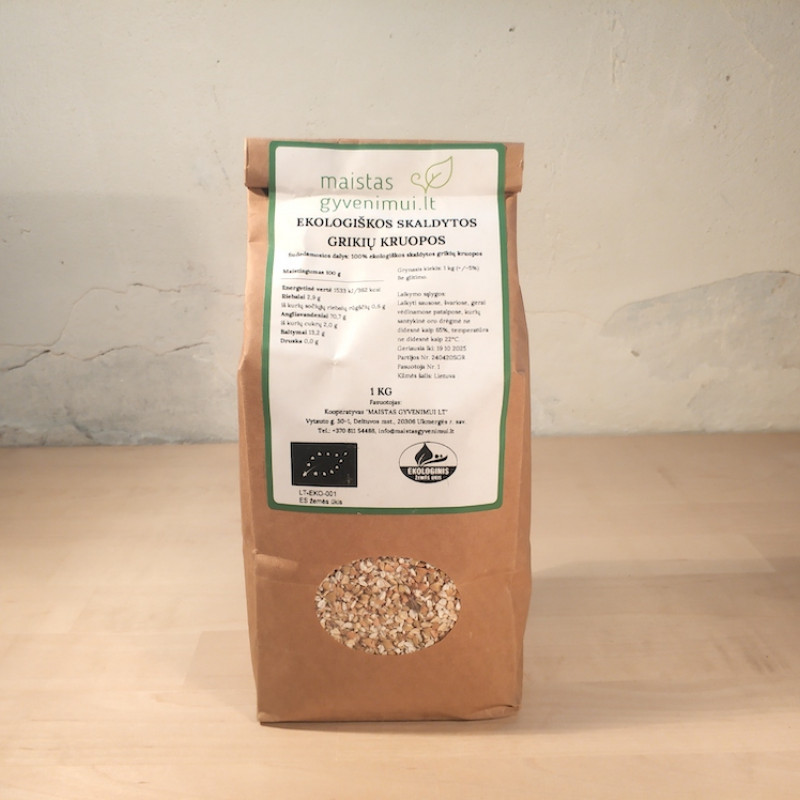Ekologiškos skaldytos grikių kruopos 1 kg