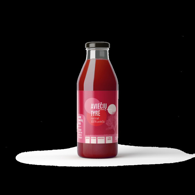 Natūrali aviečių tyrė be cukraus, 500 ml