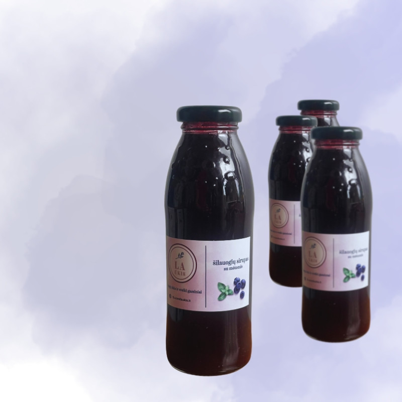 Šilauogių sirupas su mėtomis, 300 ml