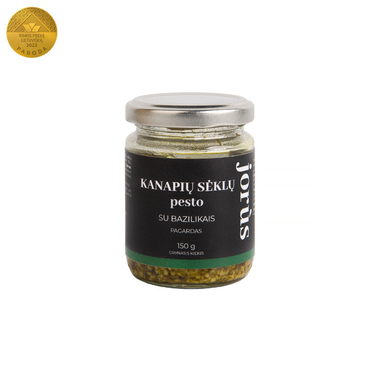 Kanapių sėklų pesto su bazilikais, 150 g