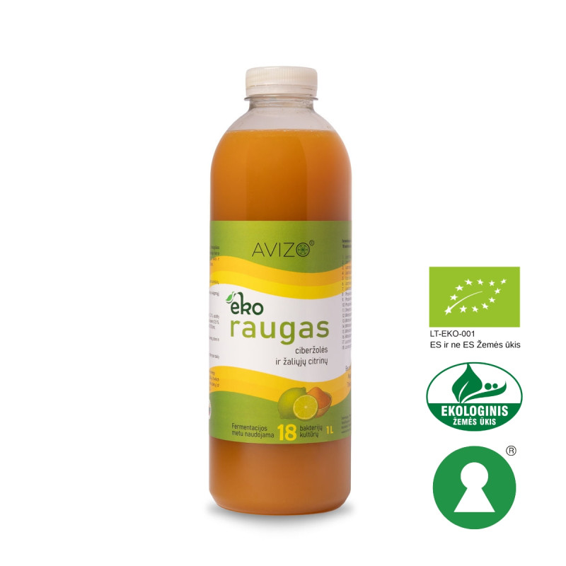 Ekologiškas ciberžolės ir žaliųjų citrinų raugas 1l