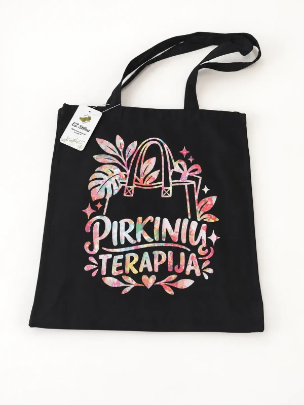 Medvilninis pirkinių krepšys „Pirkinių terapija“-2-2-2