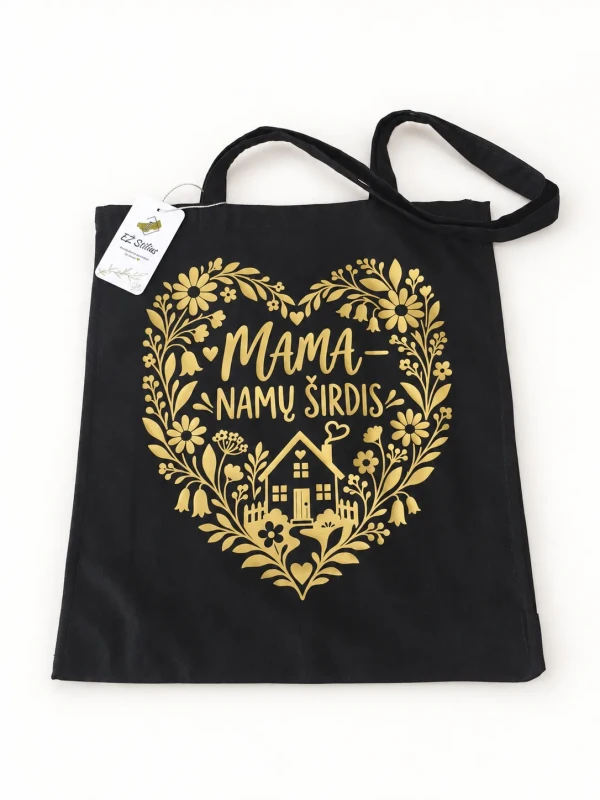 Medvilninis krepšys „Mama – namų širdis“