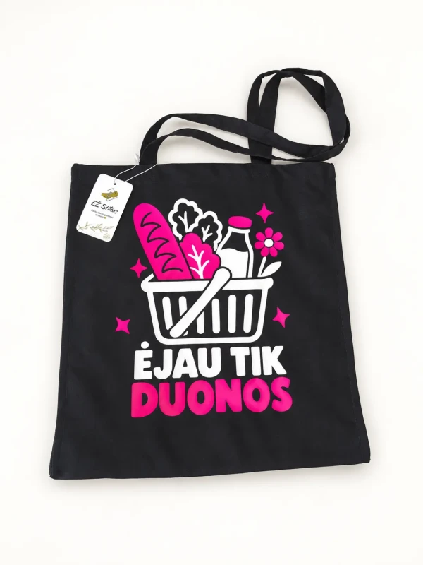 Medvilninis pirkinių krepšys „Ėjau tik duonos“